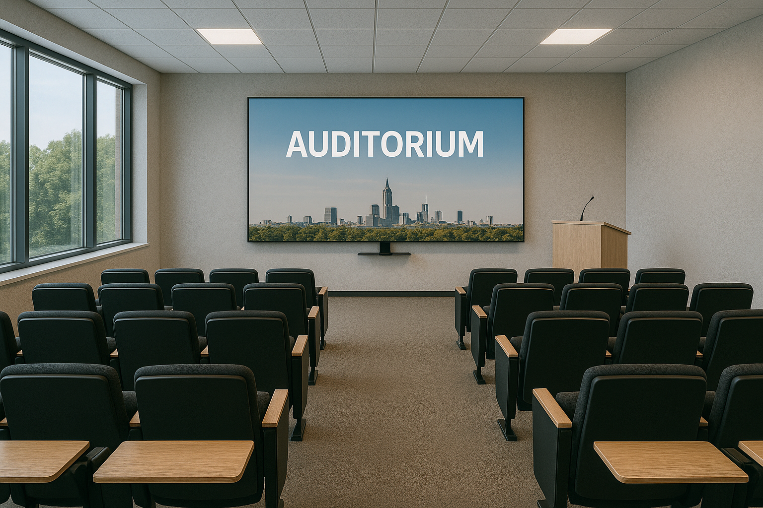 Auditorium AV with large screen for events
